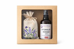 Zestaw Prezentowy - Hydrolat/Woda Różana100 ml z woreczkiem malowanym  w pudełku